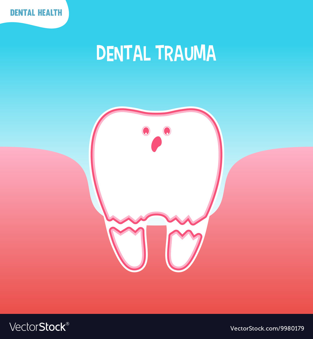 Cartoon bad tooth icon with dental trauma Vector Image Cartoon bad tooth icon with dental trauma Vector Image