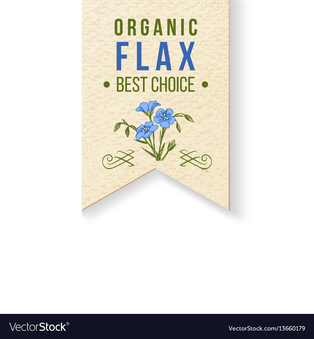 Flax label with type design Royalty Free Vector Image