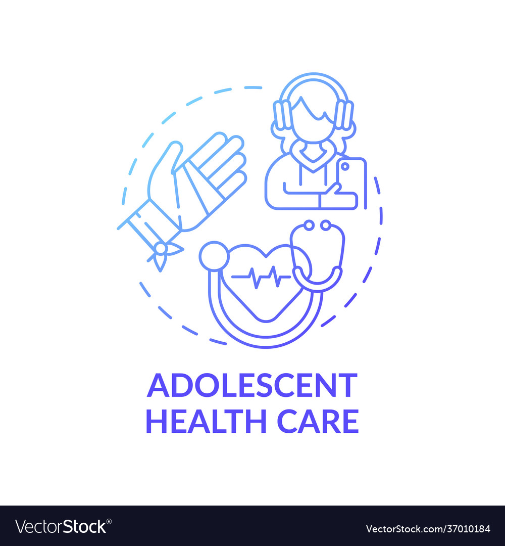 Adolescent health care blue gradient concept icon Vector Image