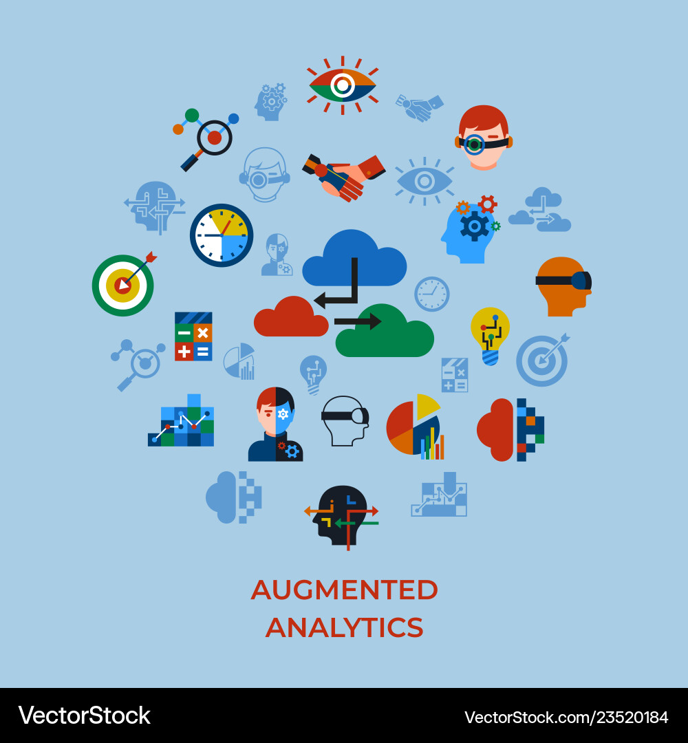 Digital augmented analytics Royalty Free Vector Image
