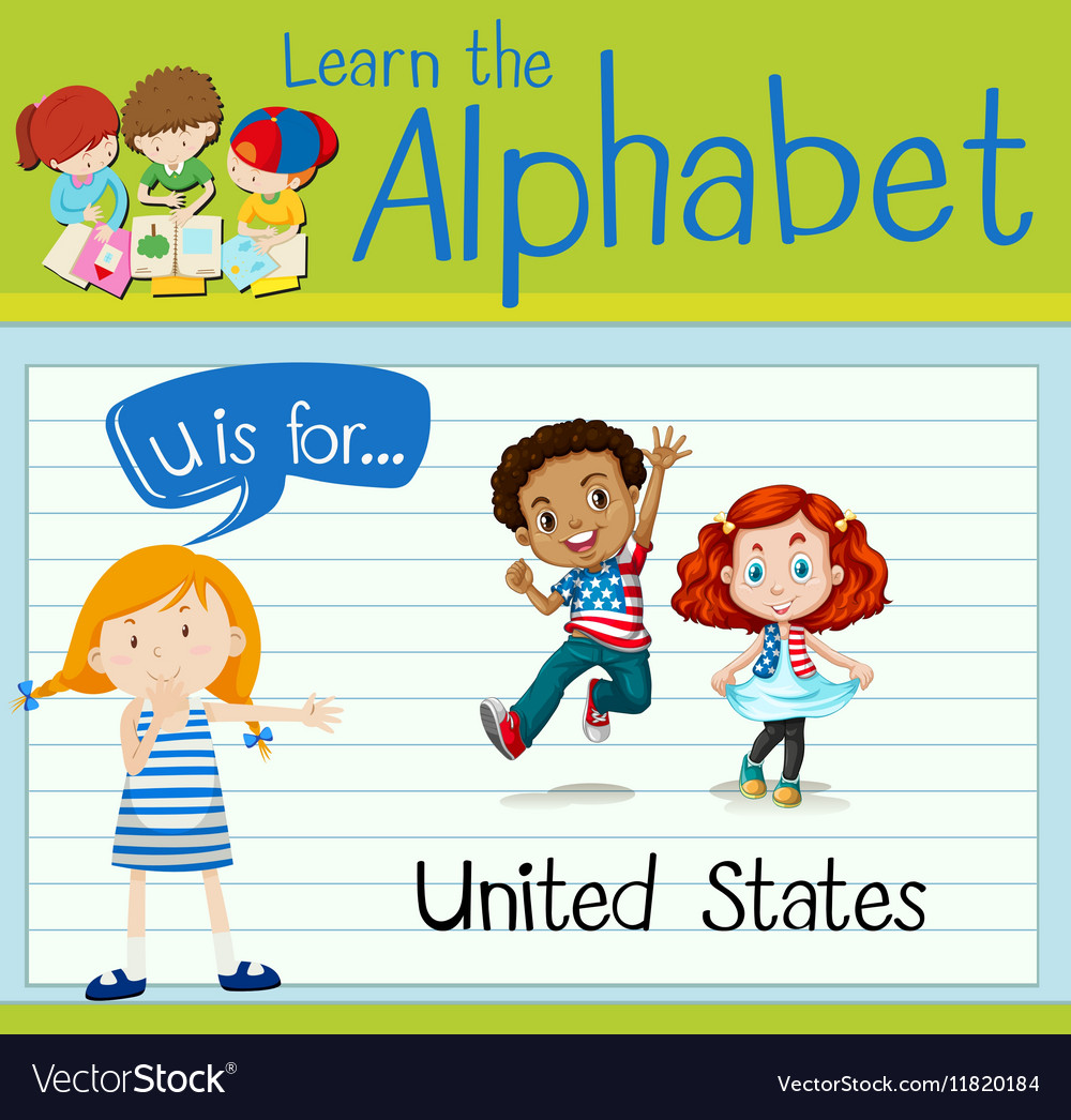 Flashcard alphabet u is for united states