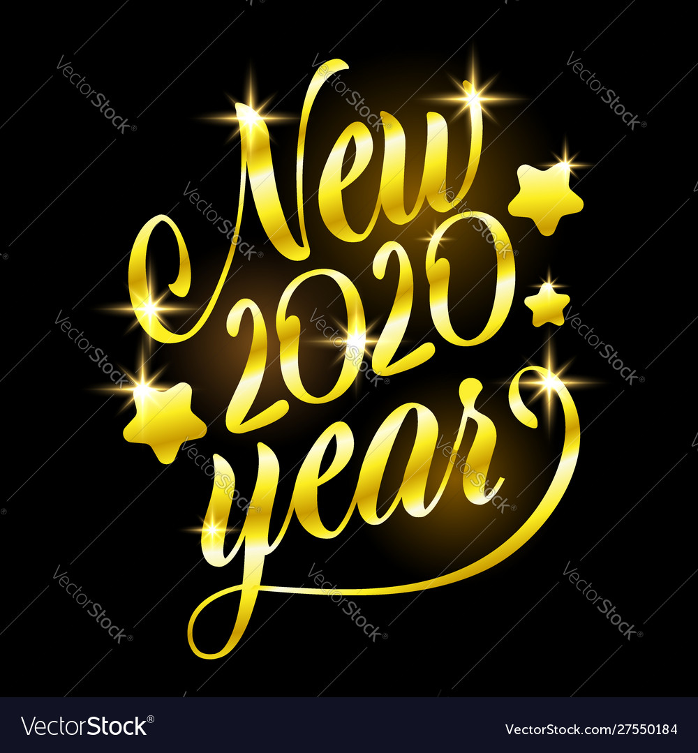 Golden sign happy new 2020 year holiday Royalty Free Vector