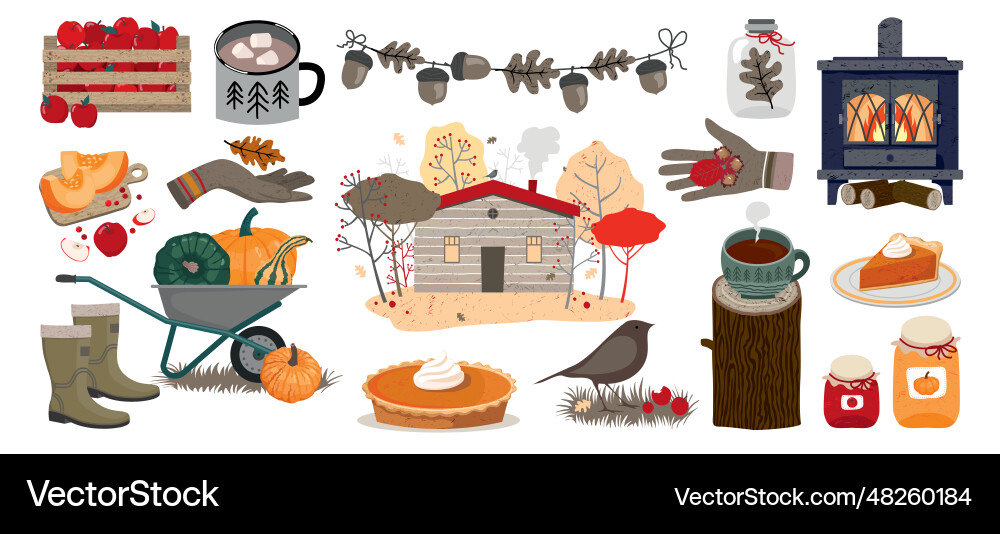 Hello autumn set Royalty Free Vector Image - VectorStock
