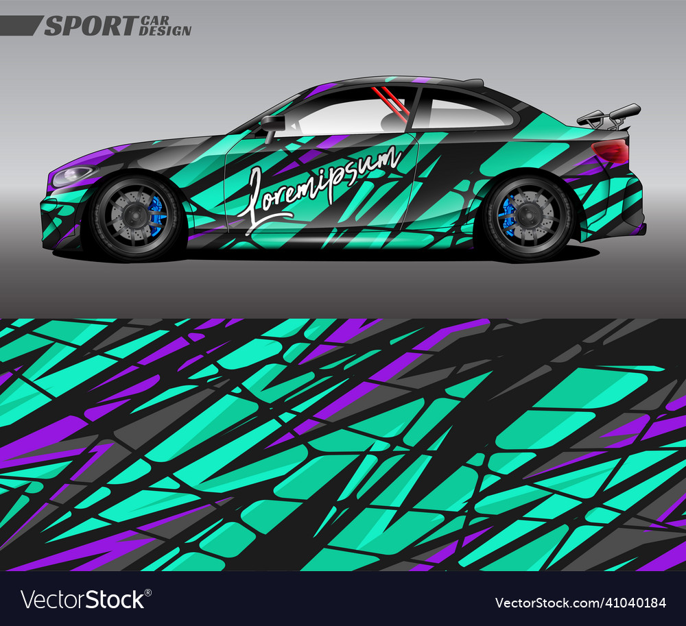 Racing car wrap design with special texture style Vector Image