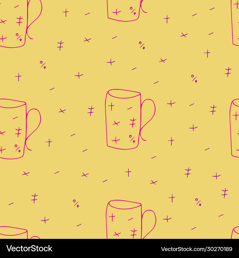 Background seamless pattern with cups mugs tea Vector Image