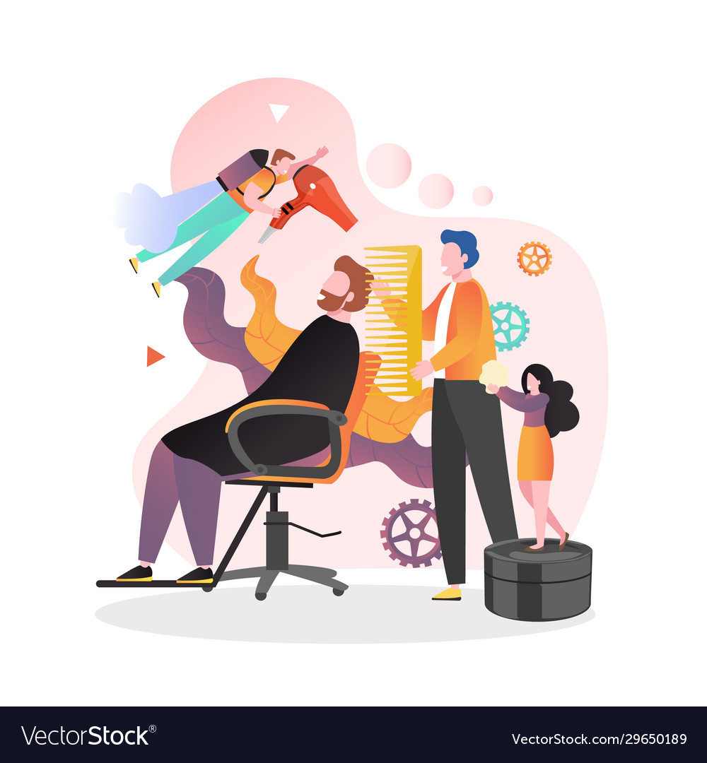 Barbershop concept for web banner website vector image Barbershop concept for web banner website