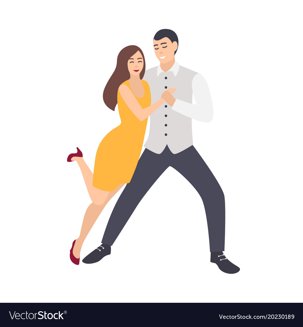 Beautiful Long Haired Woman In Yellow Dress And Vector Image