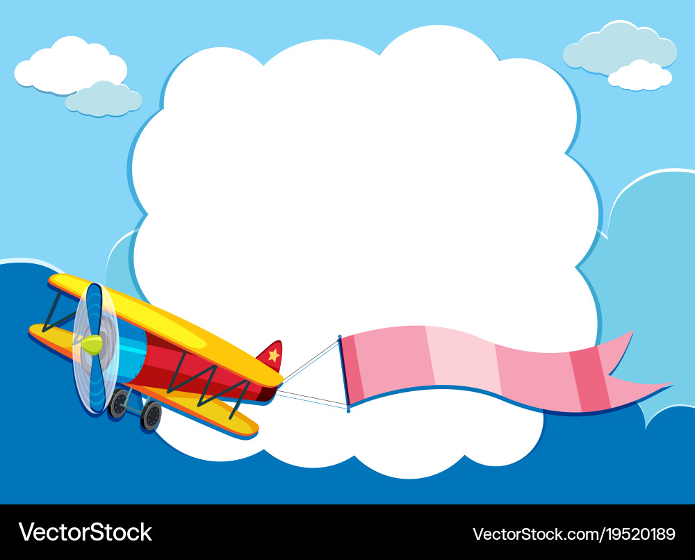 Border template with airplane flying pink Vector Image