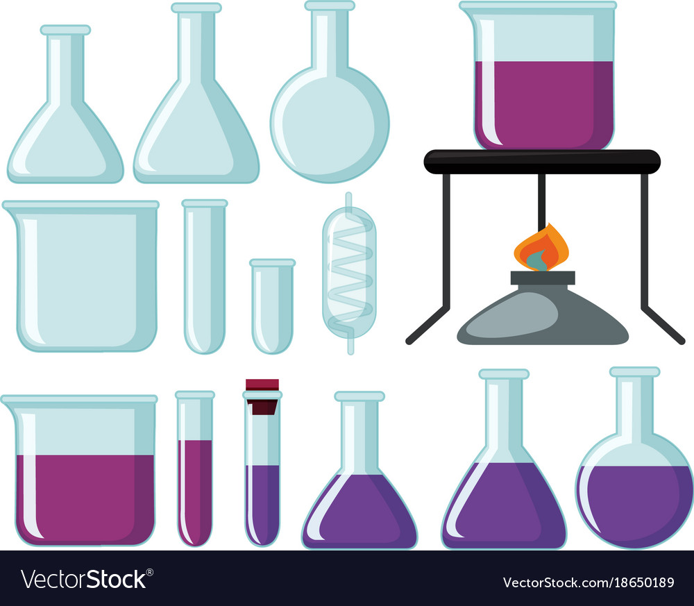 Different Types Glass Beakers For Science Vector Image