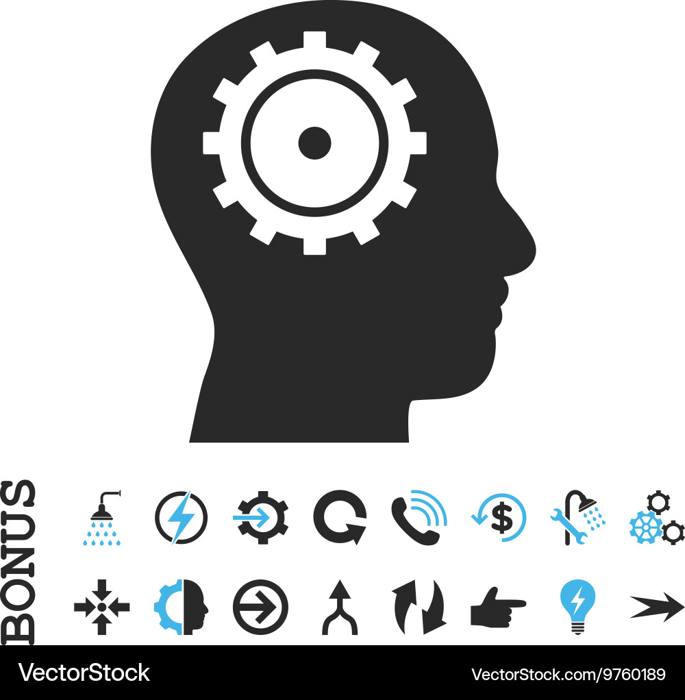 Intellect flat icon with bonus Royalty Free Vector Image