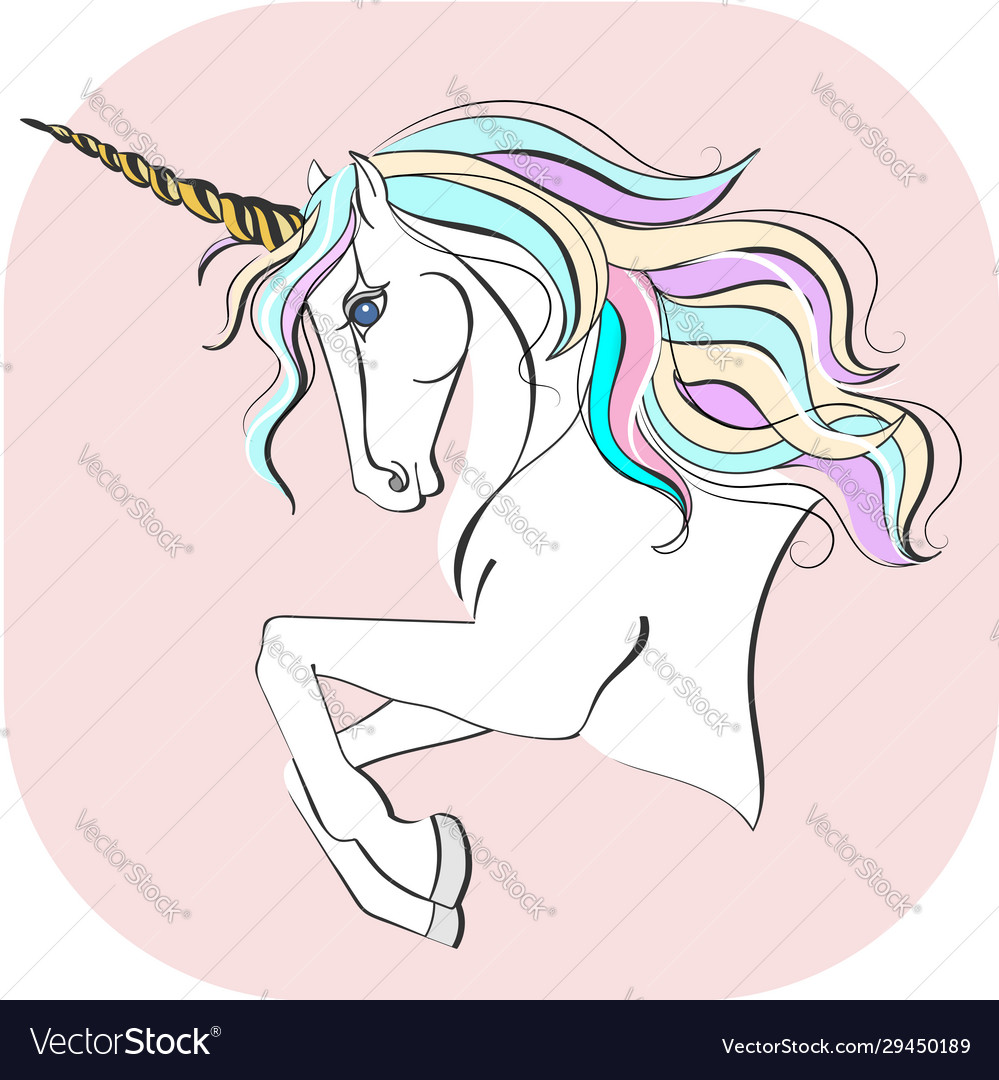 Unicorn with magic horn Royalty Free Vector Image