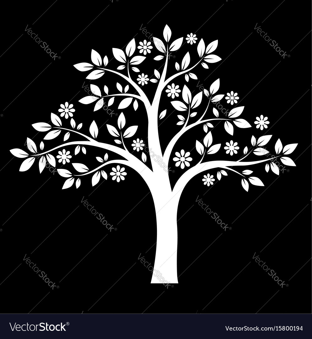 Black and white tree Royalty Free Vector Image