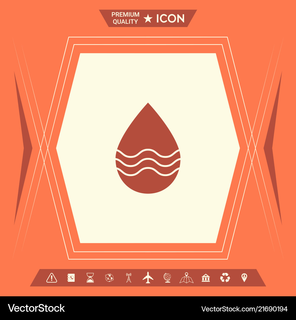 Drop icon with waves Royalty Free Vector Image