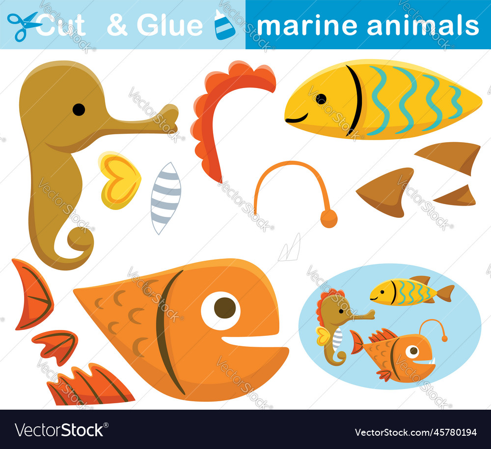 Funny marine animals Royalty Free Vector Image