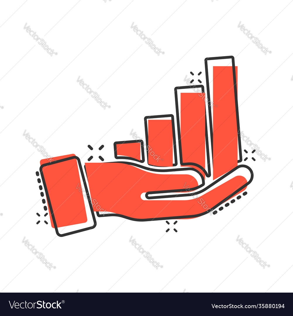 Growth revenue icon in comic style diagram Vector Image