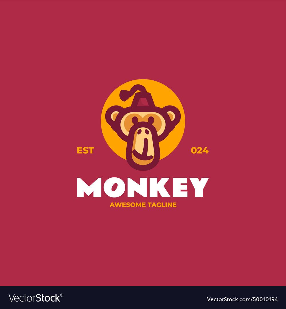 Logo monkey simple mascot style Royalty Free Vector Image