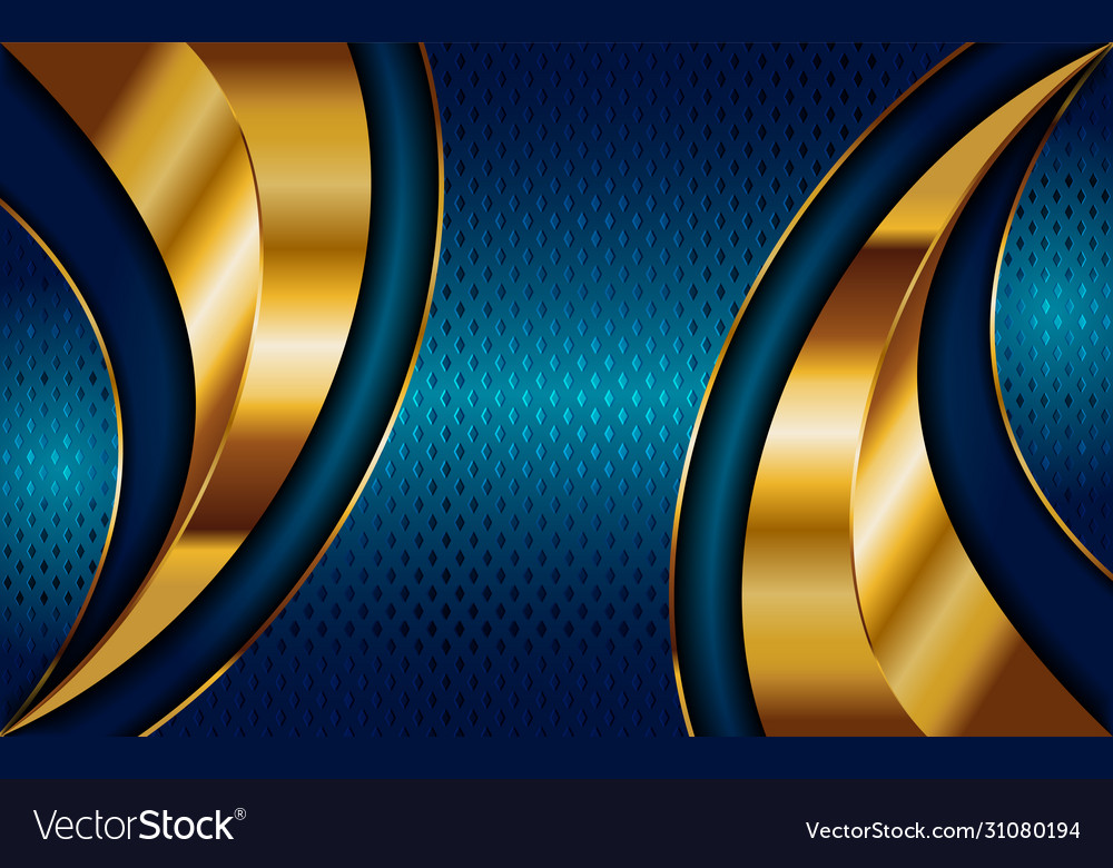 Luxury blue and golden lines background design Vector Image