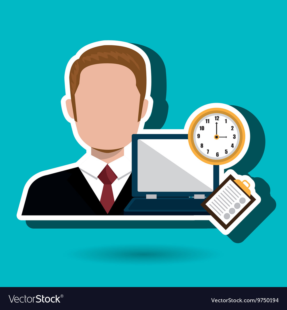 Man with computer isolated icon design Royalty Free Vector
