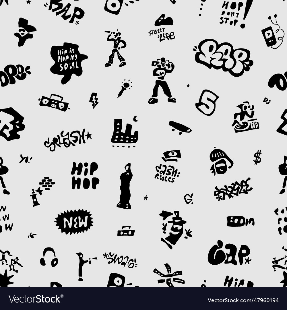 Rap Music Graffiti Street Style -seamless Vector Image