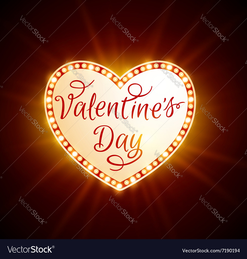 Retro shining heart for valentines day Royalty Free Vector