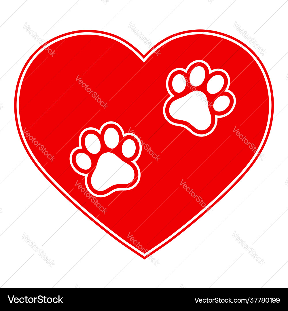 A dogs paw in heart Royalty Free Vector Image - VectorStock