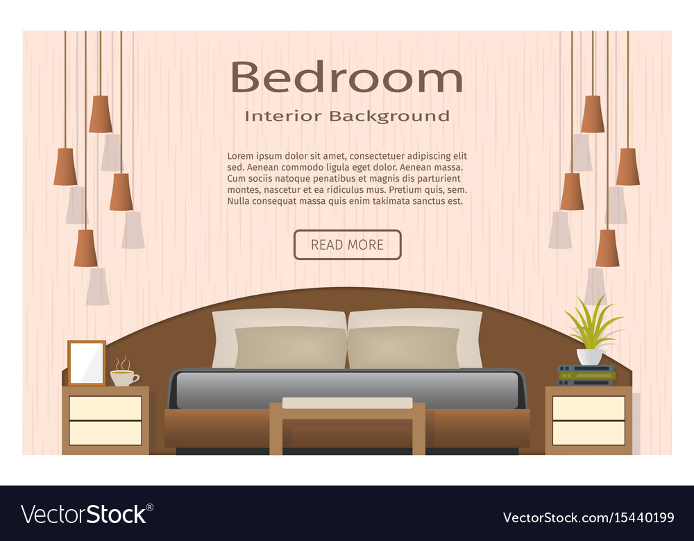 Banner Of A Bedroom Design With Furniture And Vector Image