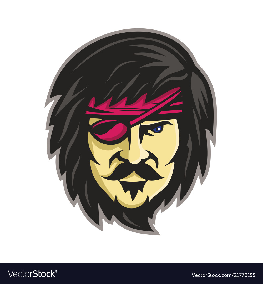 Corsair with eye patch mascot Royalty Free Vector Image