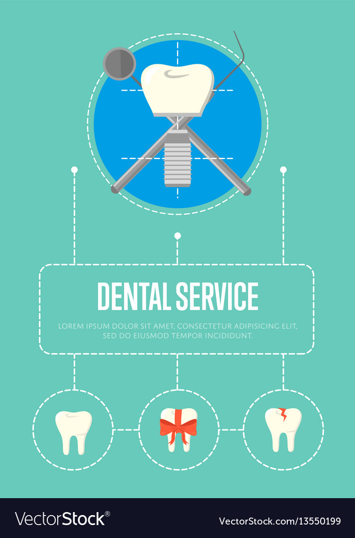 Dental Service Banner With Tooth Implant Vector Image
