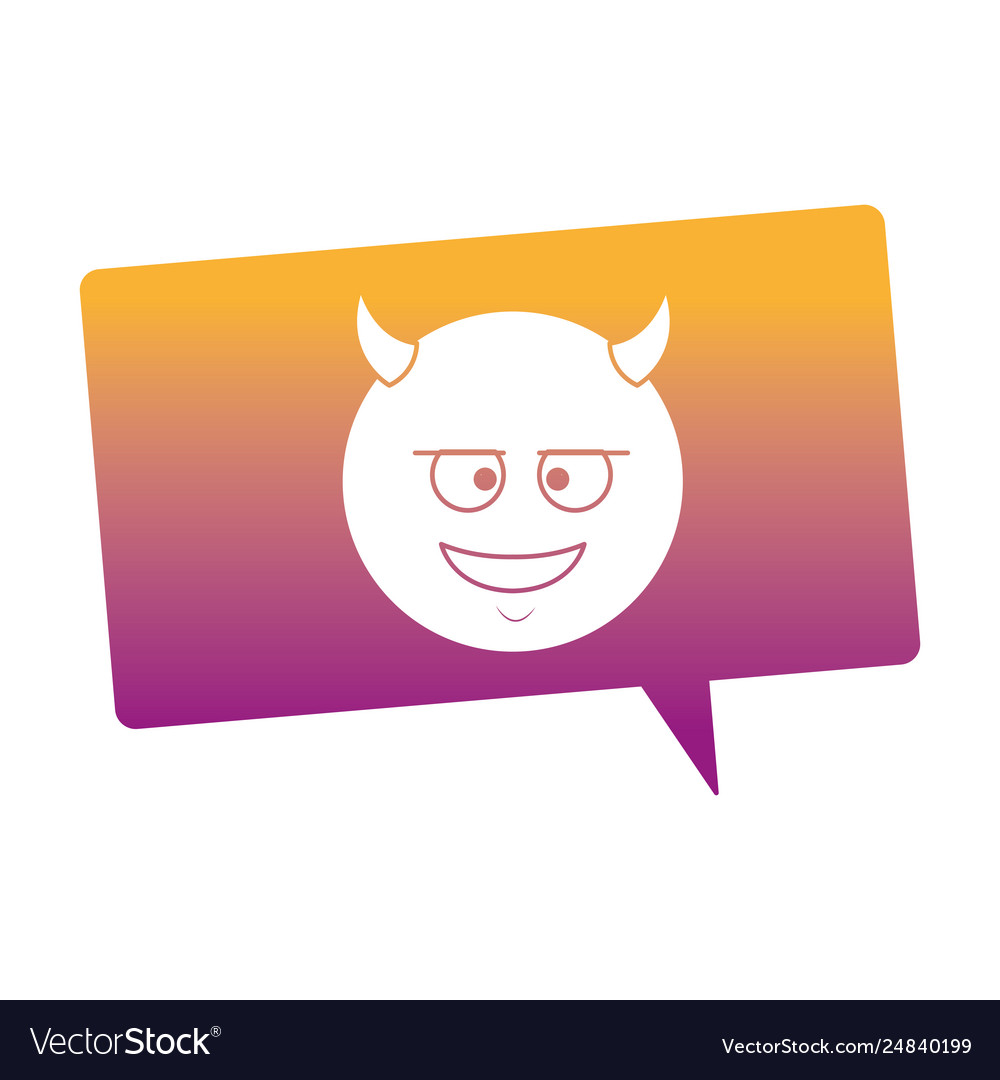 Devil emoticon in bubble rainbow lines Royalty Free Vector