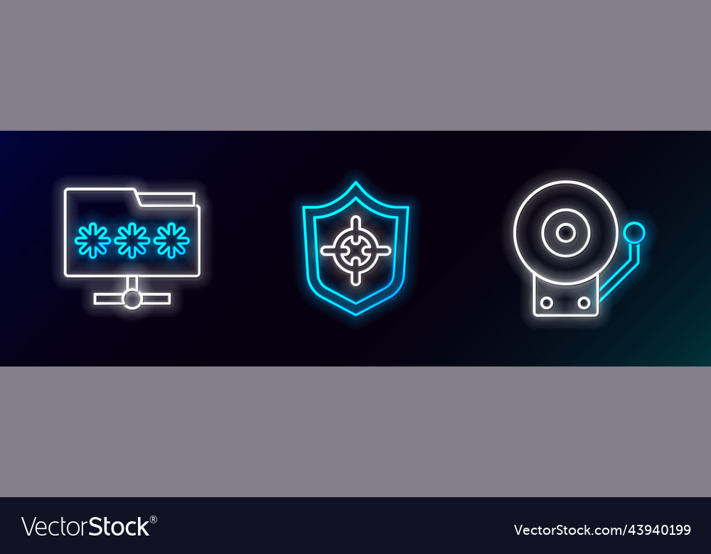 Set line ringing alarm bell folder with password Vector Image