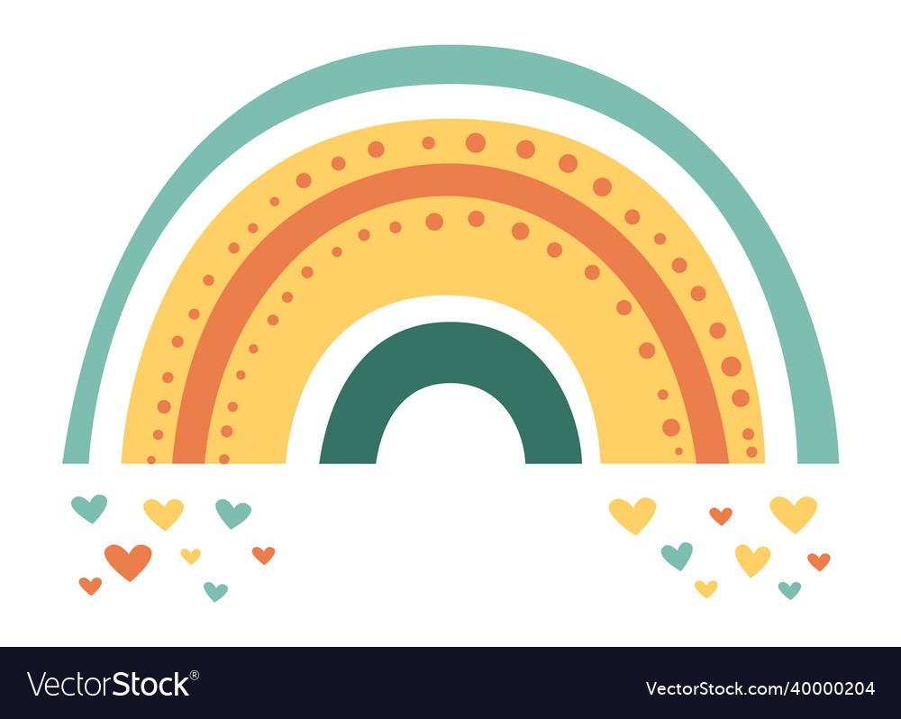 Boho rainbow with hearts cute scandinavian design Vector Image