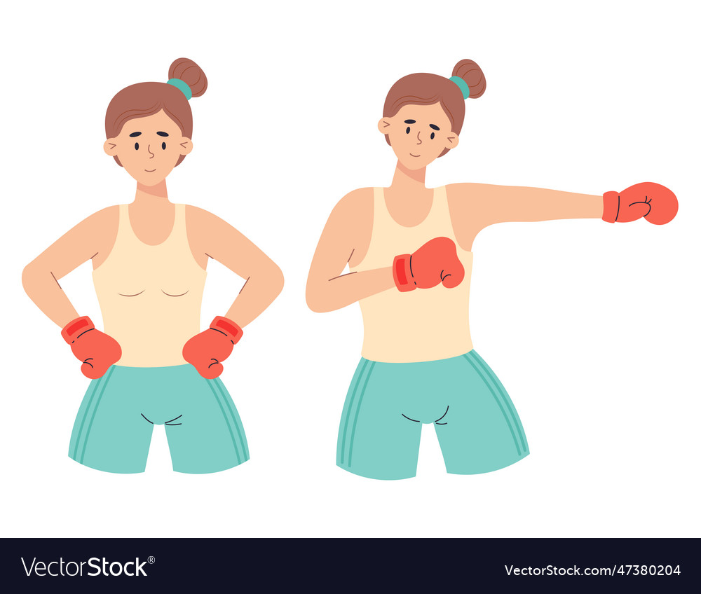 Cute boxer girls sportswomen in boxing gloves Vector Image