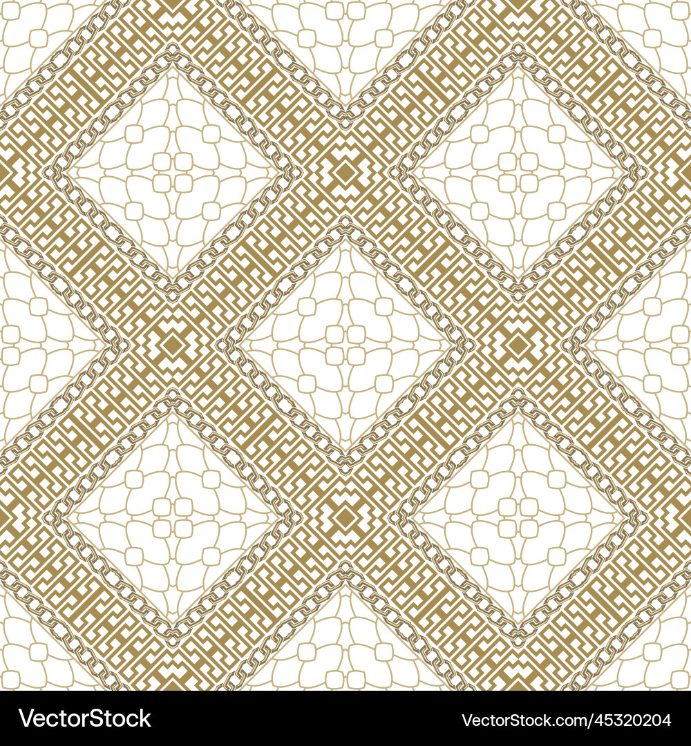 Gold greek seamless pattern chain frames Vector Image