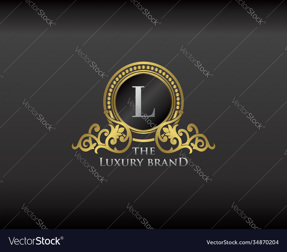 Gold luxury brand letter l elegant logo badge Vector Image