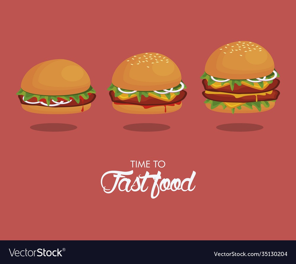 Hamburgers sizes delicious fast food icons Vector Image