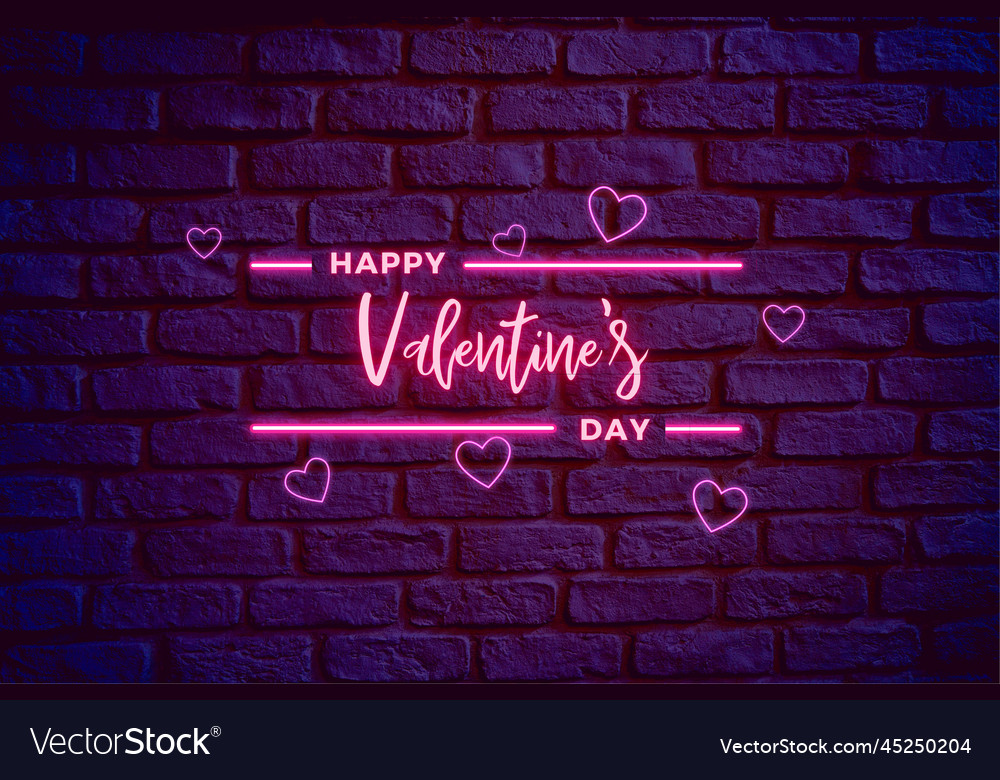 Happy valentines day with glowing letters Vector Image