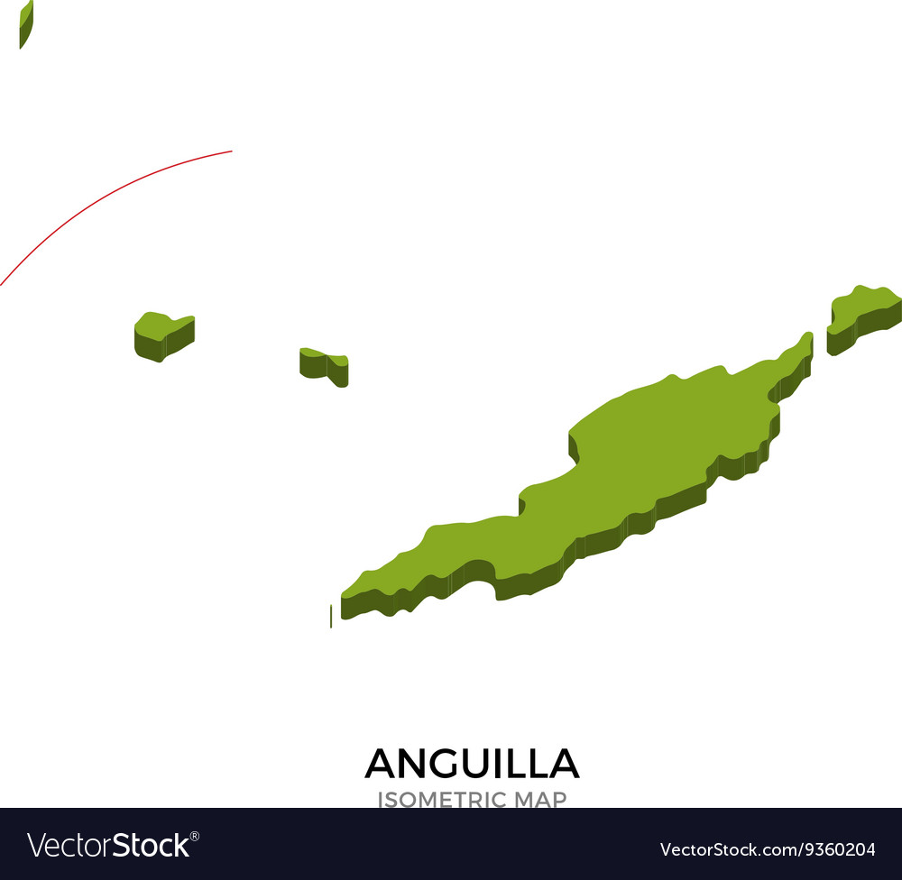 Isometric map of anguilla detailed Royalty Free Vector Image