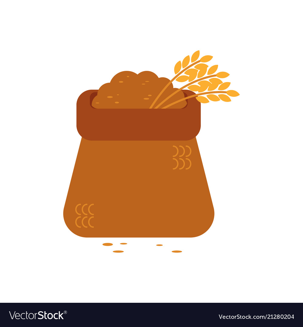 Opened canvas sack full of grain - symbol Vector Image