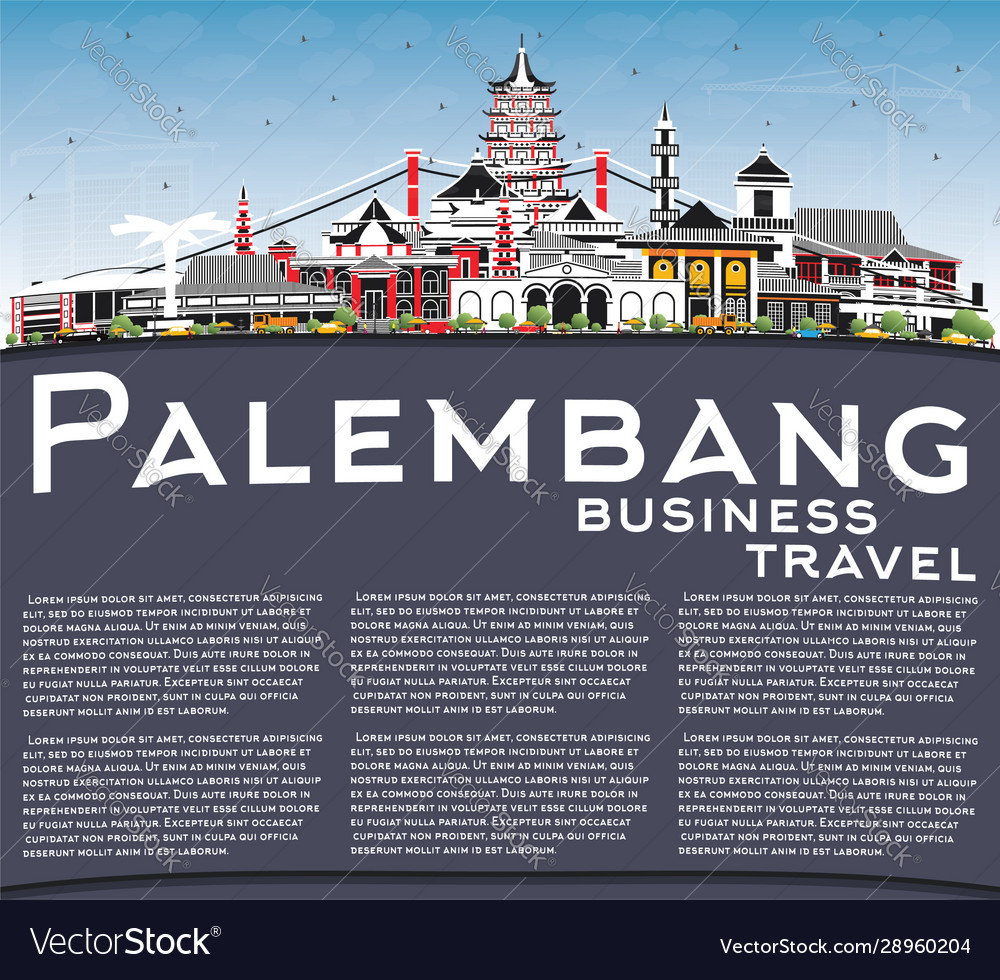 Palembang indonesia city skyline with gray Vector Image