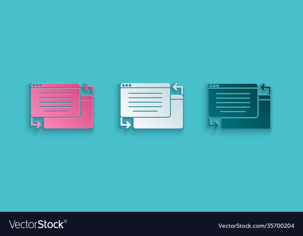 Paper cut ui or ux design icon isolated on blue Vector Image