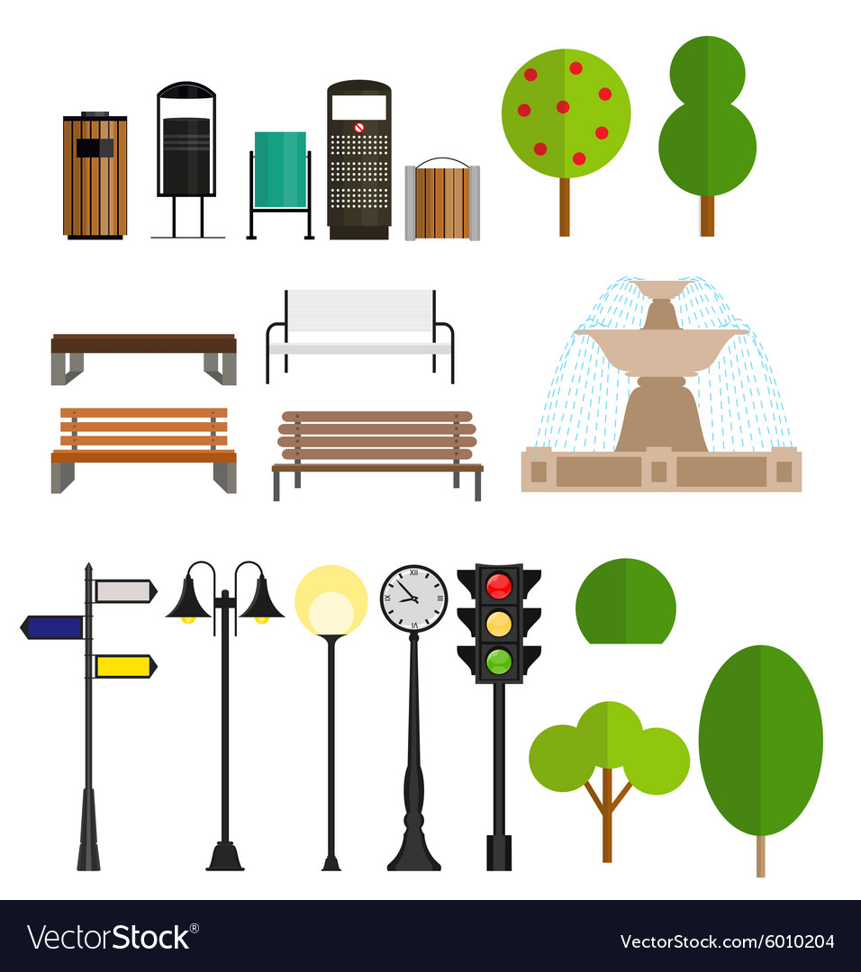 Street city flat design elements Royalty Free Vector Image