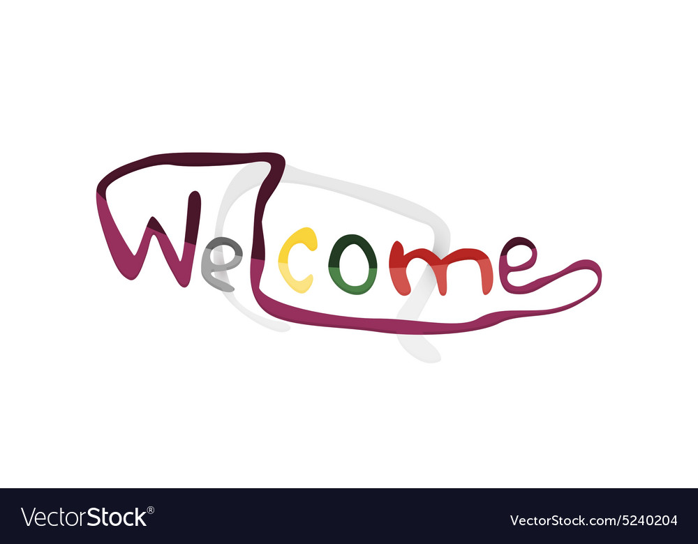 Welcome word drawn lettering typographic element