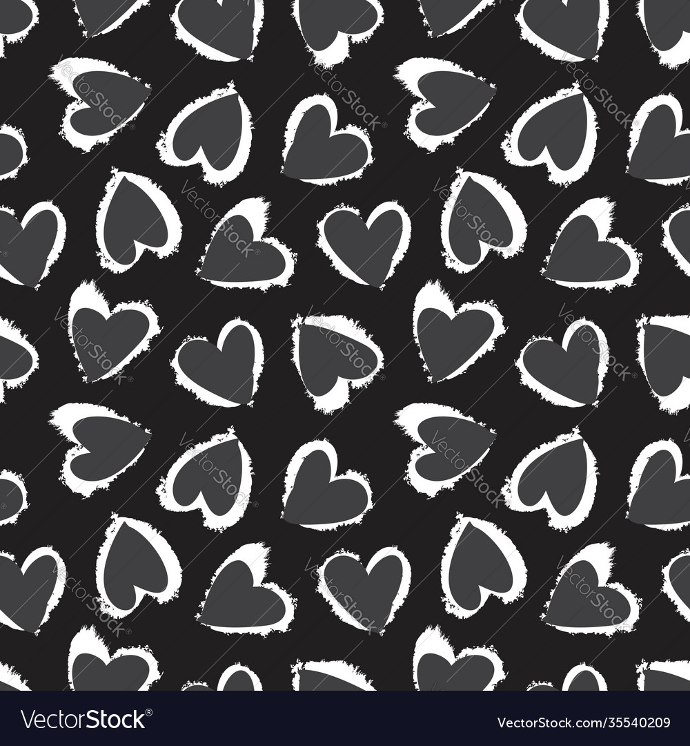 Black and white heart shaped brush stroke Vector Image