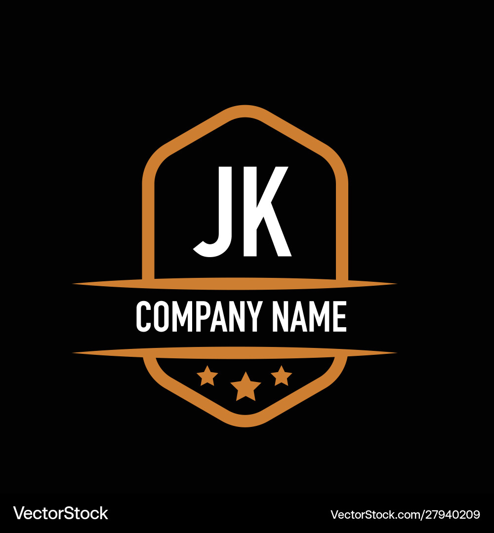 Initial Letter Jk Vintage Logo Concept Graphic Vector Image