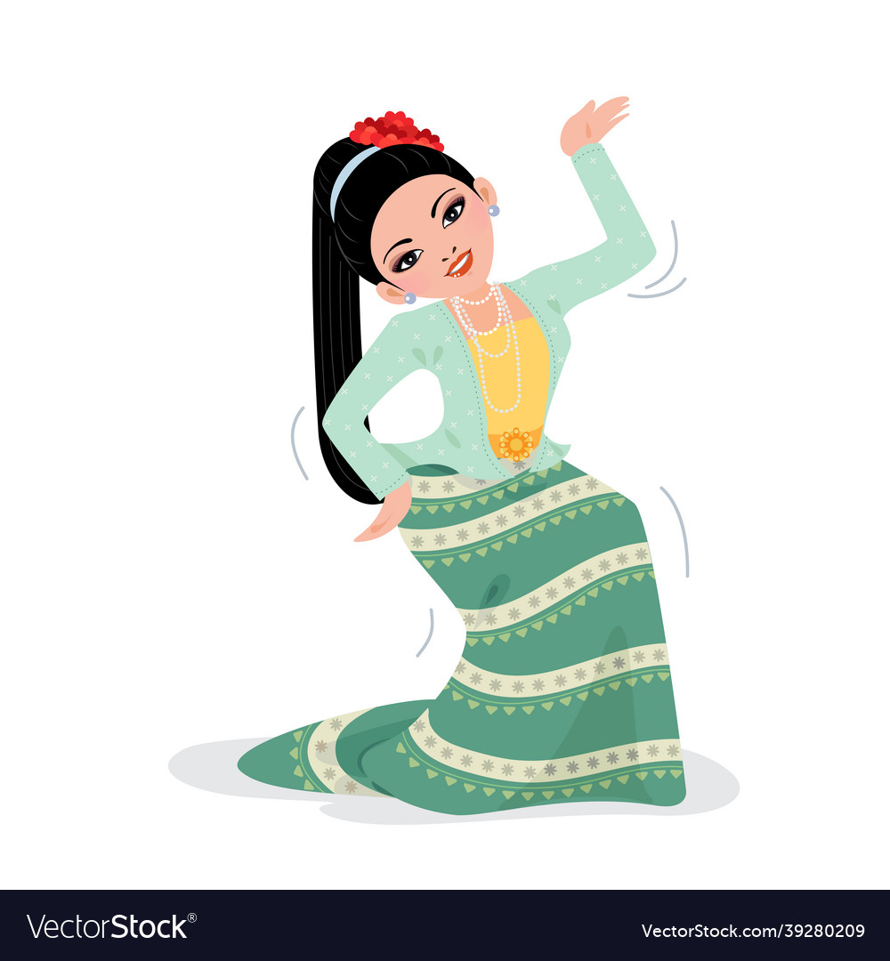 Myanmar dance Royalty Free Vector Image - VectorStock