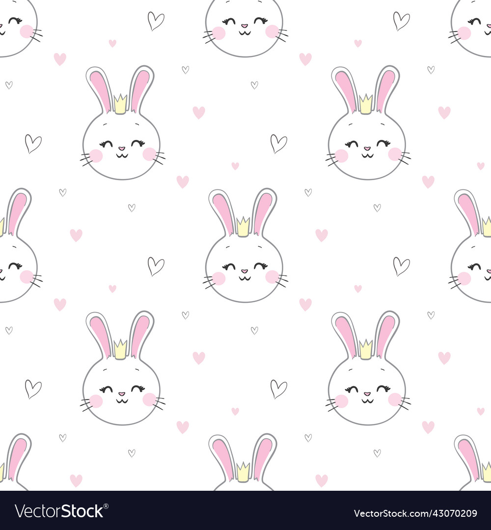 Seamless pattern with cartoon bunnies for kids