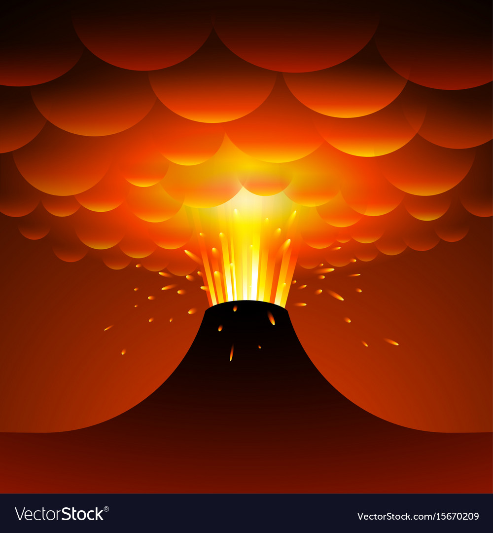 Volcano eruption cartoon  Royalty Free Vector Image