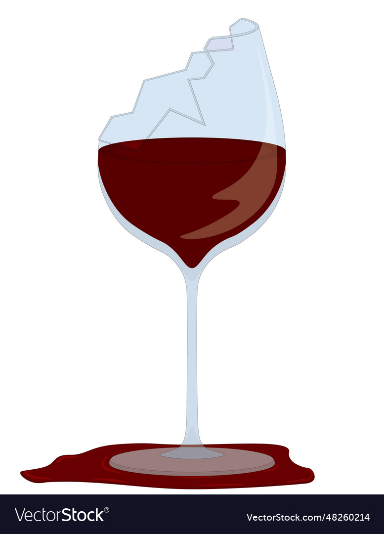 Broken Wine Glass With Spilled Red Wine Royalty Free Vector