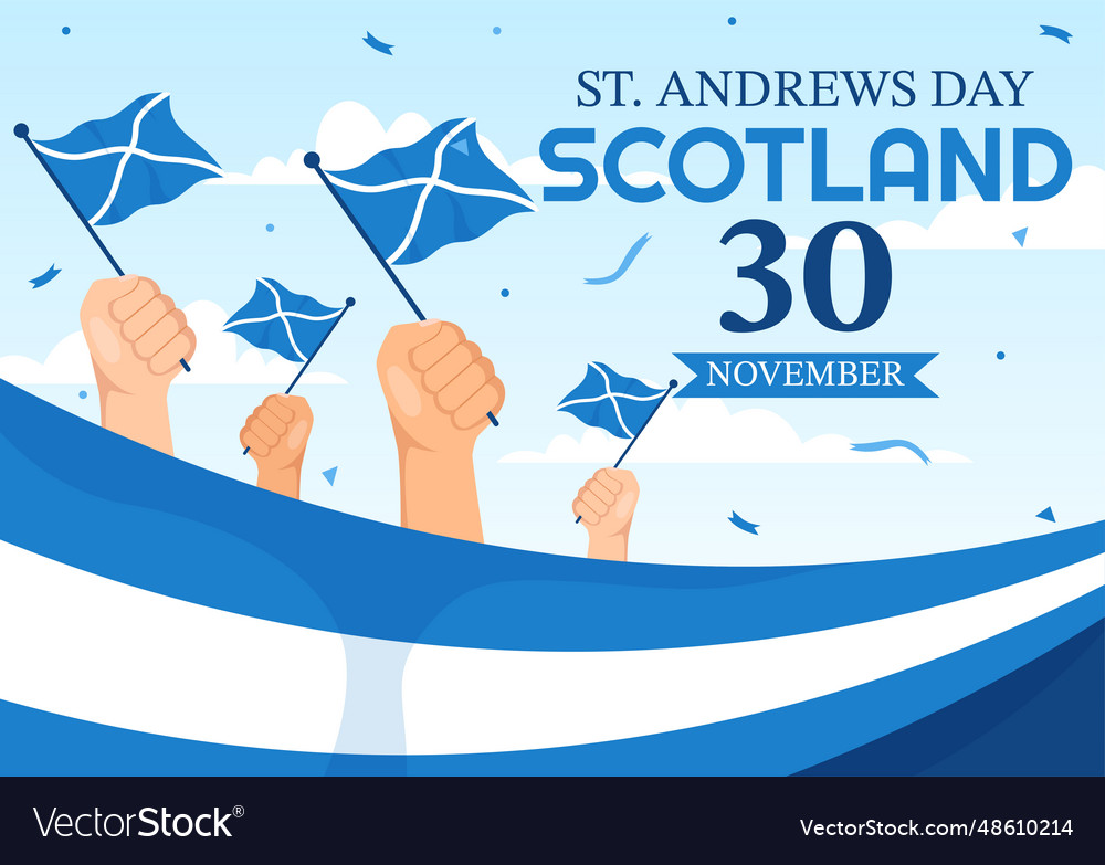 Happy st andrew day on 30 november with scotland Vector Image