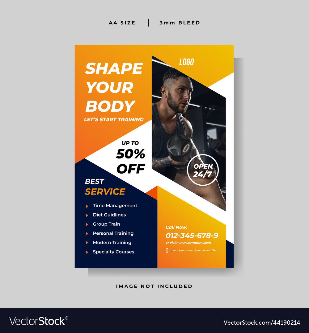 Modern gym fitness flyer template Royalty Free Vector Image